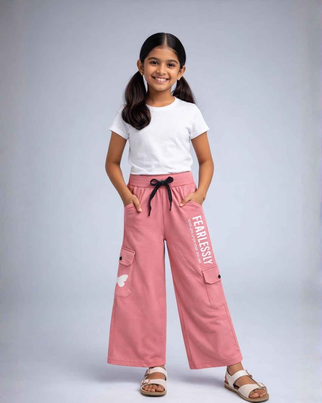 Daisy Girls Cargo Plazo - Peach
