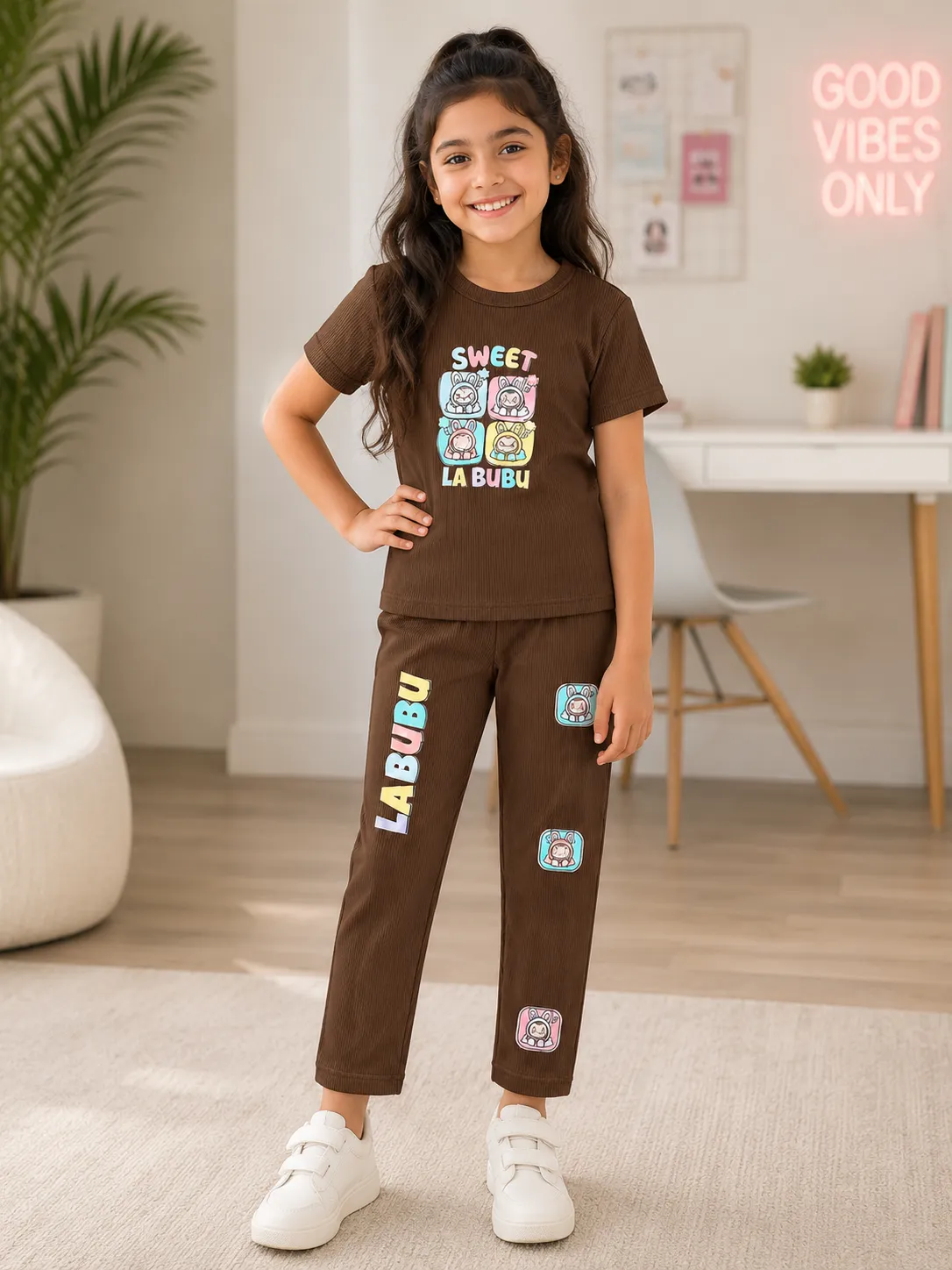 Girls Graphic T-Shirt & Pants Co-ord Set
