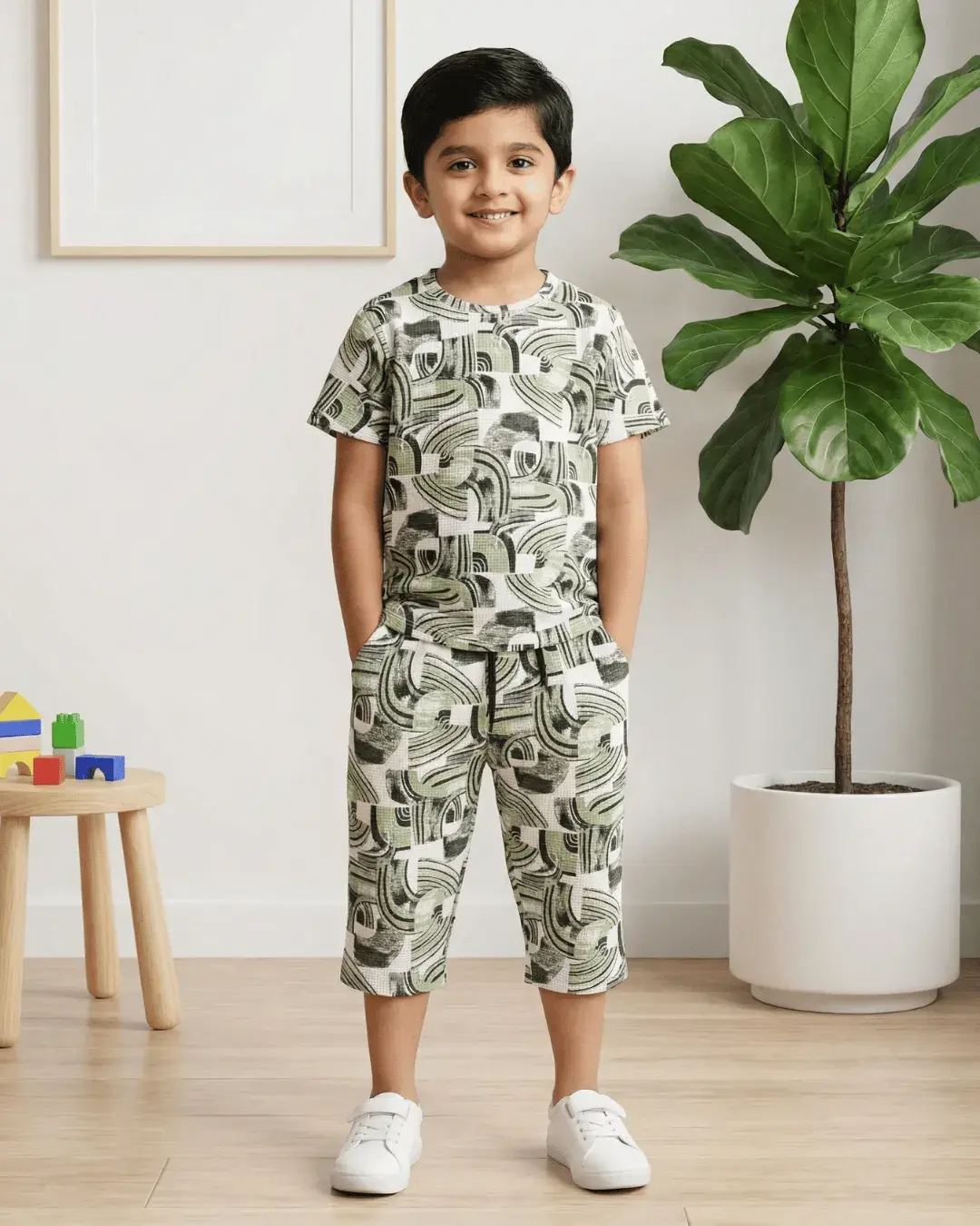 Naksh Boys Capri Set - Parrot Green