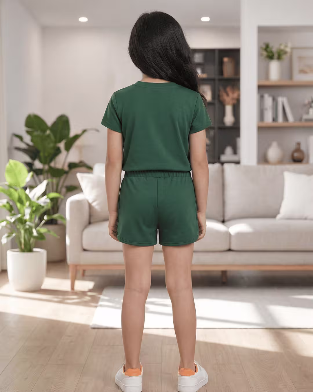 Pari Girls Hotpant set - Dark Green Alternate