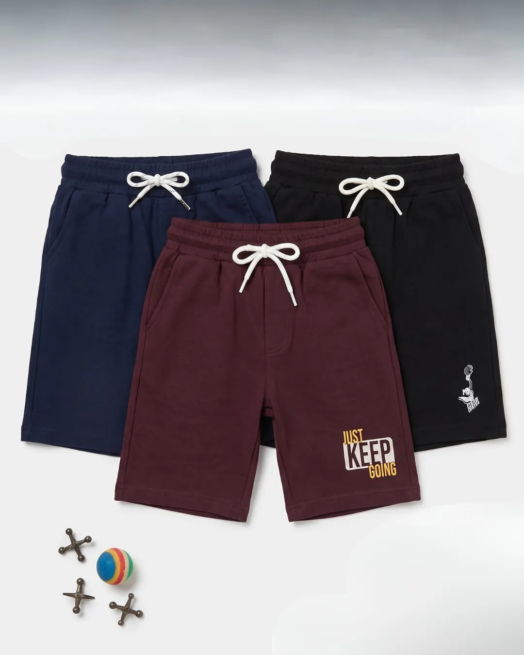 Boys Shorts Combo Pack of 3 – Cotton Printed & Casual Shorts for Kids