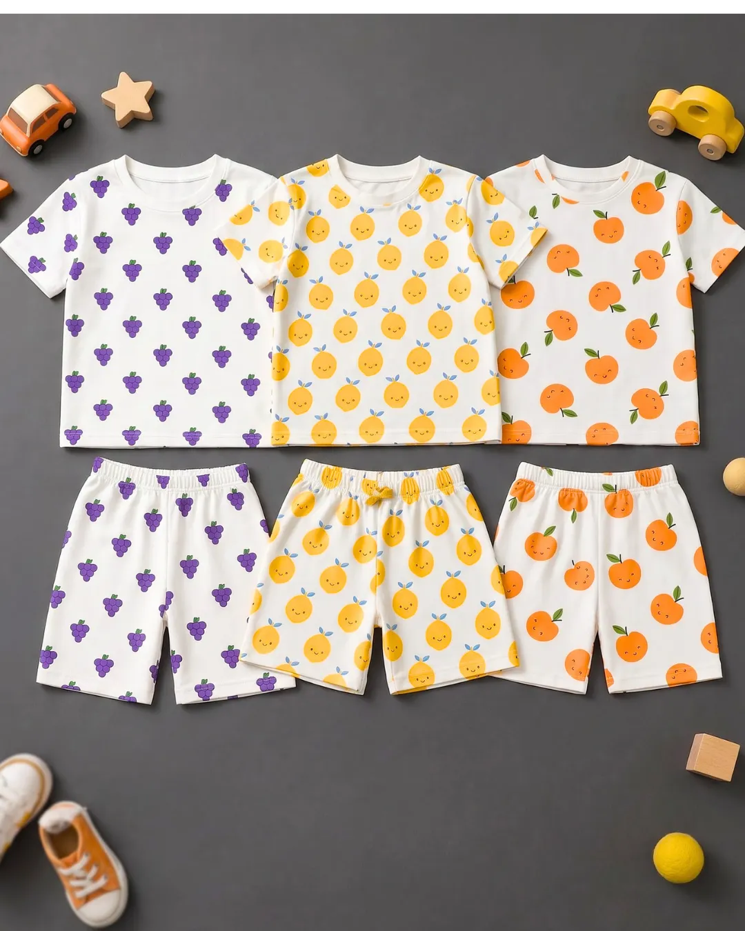 Fruit Chart Unisex Co-ord set Pack Of 3