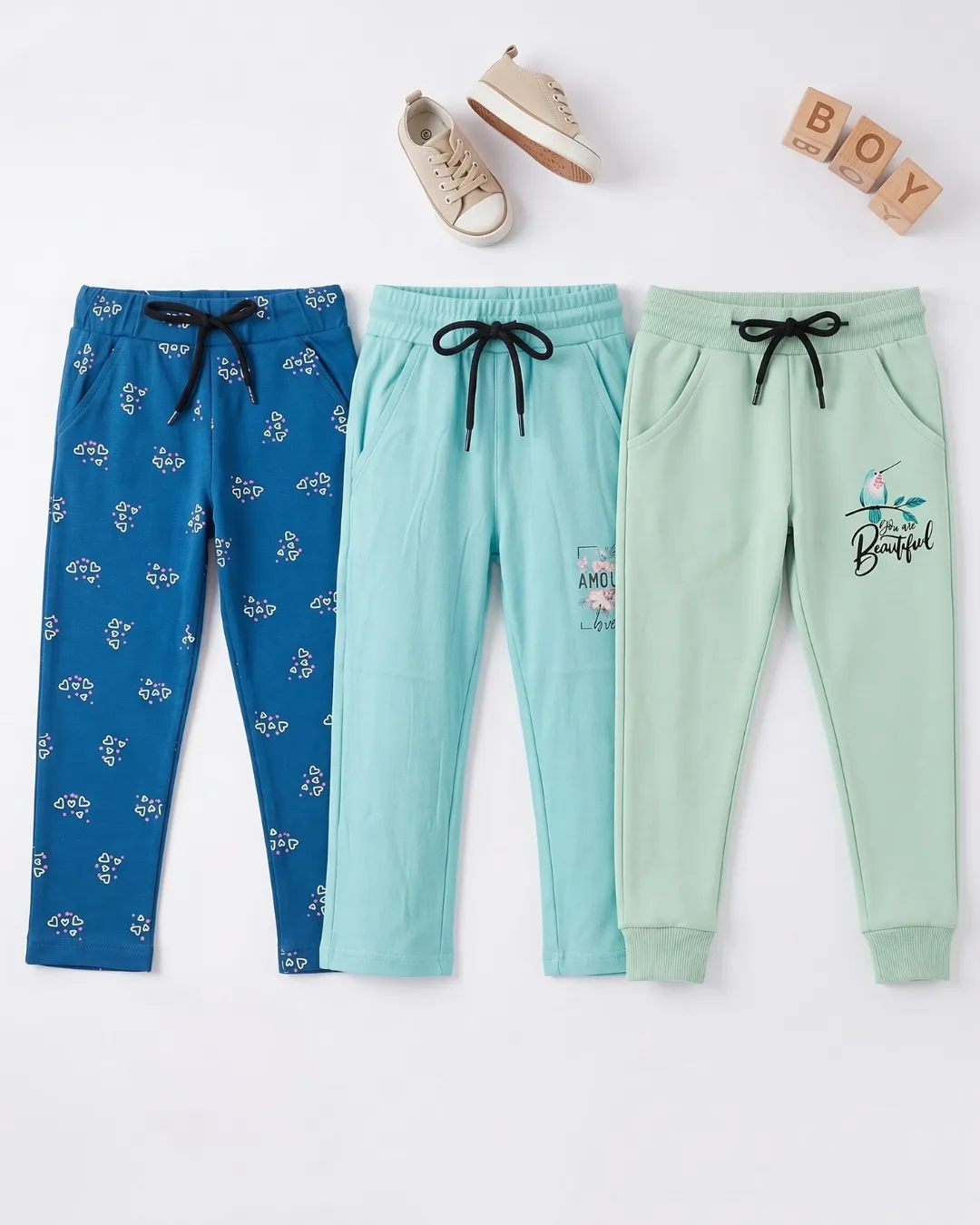 Girls Lower Combo Pack of 3 – Printed, Jogger & Casual Pants for Kids - combo 6