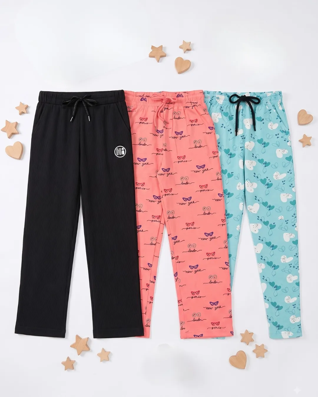 Girls Lower Combo Pack of 3 – Printed, Jogger & Casual Pants for Kids