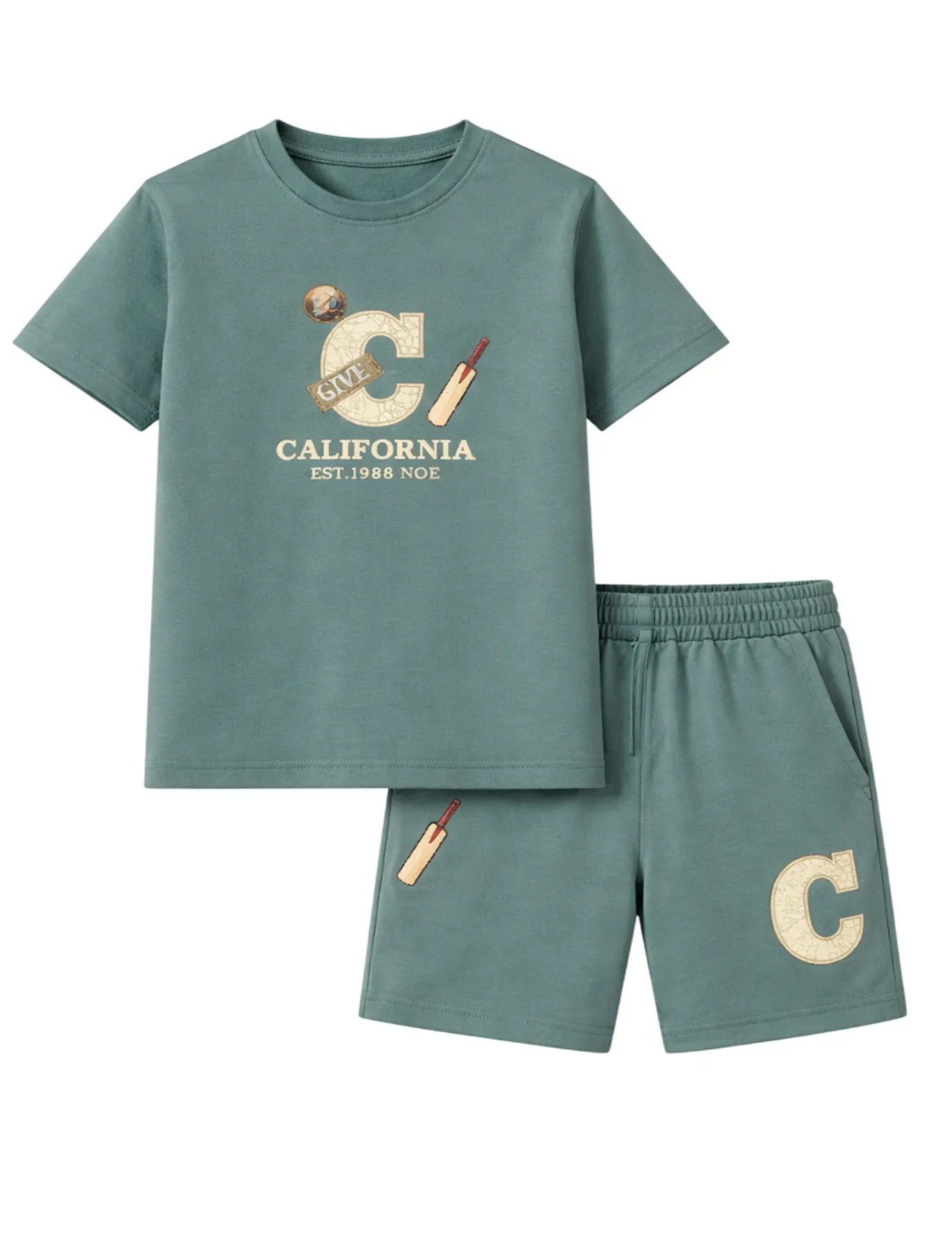Boys Cotton Printed Shirt & Shorts Co-ord Set