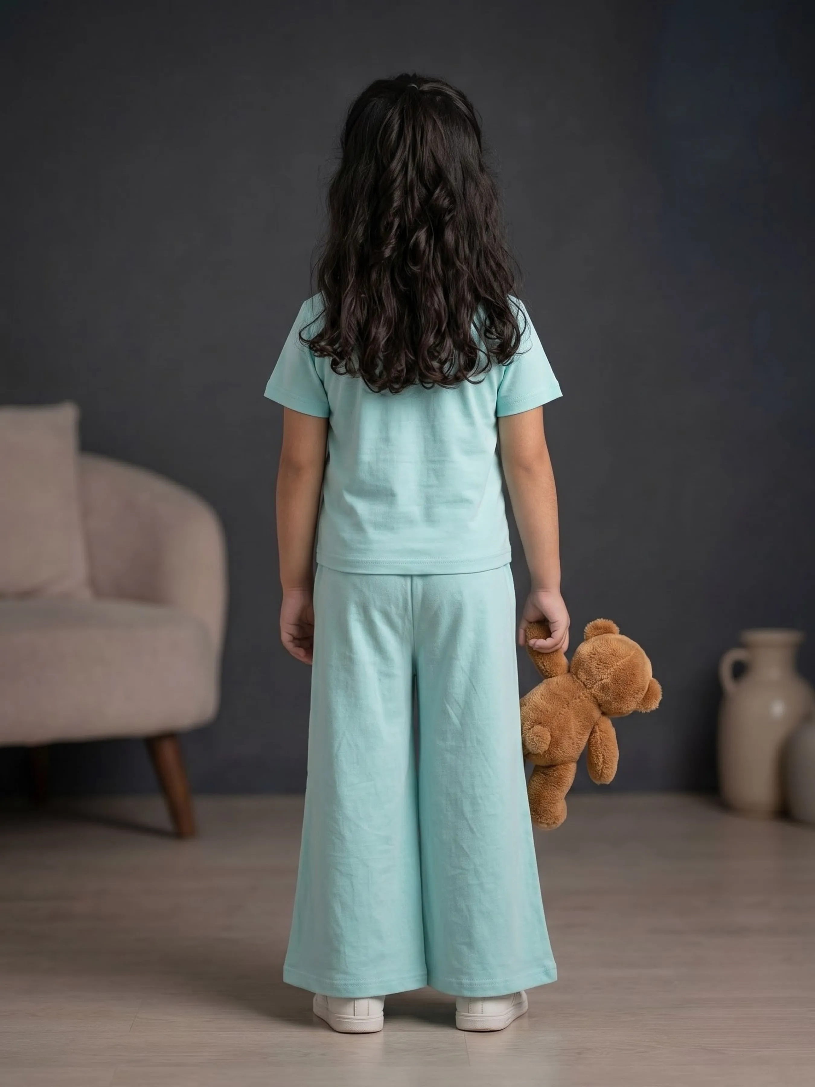 Girls Graphic T-Shirt & Wide-Leg Pants Co-ord Set Alternate