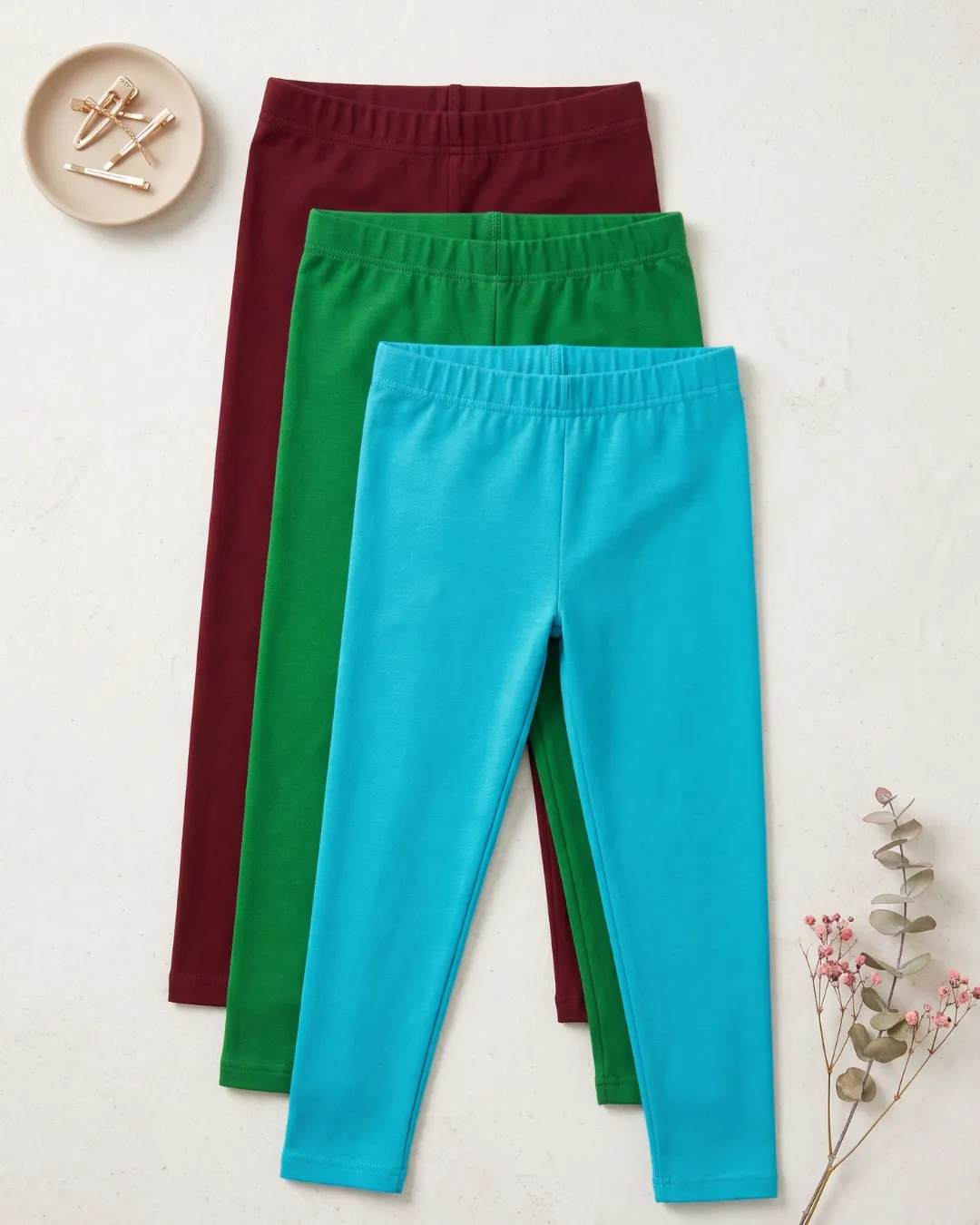 Sunshine Leggings Pack of 3 - Marron, Green, Blue